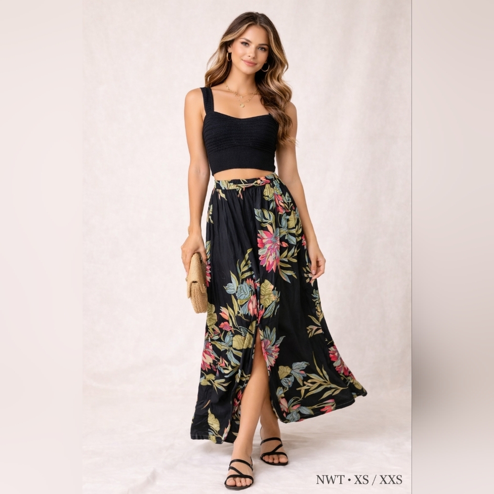 Patrons of Peace Tropical Maxi Skirt + Wild Fable Cropped Tank Set – NWT – XS/XX